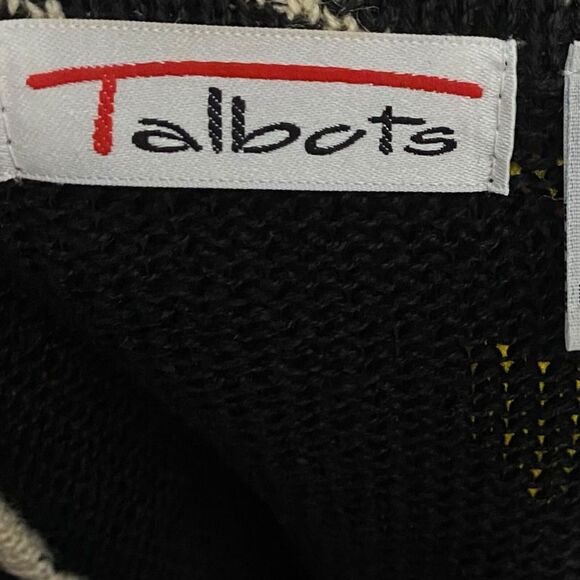 Vtg Talbots Cardigan Sweater Womens M Black Academia V-Neck Cozy Slouchy Preppy - Picture 3 of 10